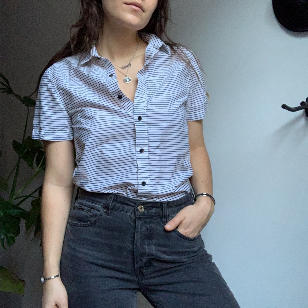 Forever 21 Men Striped Button Up